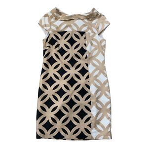 Gabby Skye Black Brown Dress Sleeveless Mock Turtleneck Knee Length Size 10